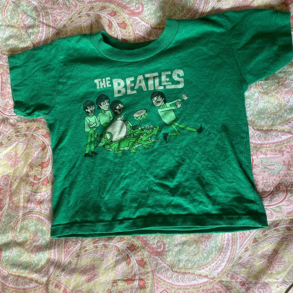 Y2K Green Beatles Baby Tee